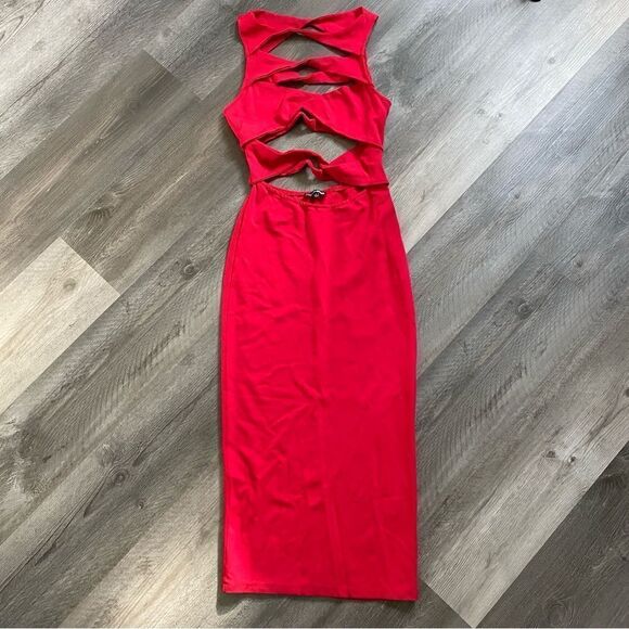 Fashion Nova Dress Only Missing You Cut Out Midi NEW - Picture 2 of 12